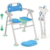 Heavy Duty Foldable Shower Chair for Elderly and Disabled, 500 LB Capacity | Adjustable Bath Seat for Inside Shower with Arms and Back, Extra Wide Shower Stool with Suction Feet