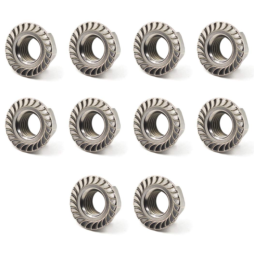 304 Stainless Steel Metric M14 Flange Nuts 14mm Hex Nut-10 Pack