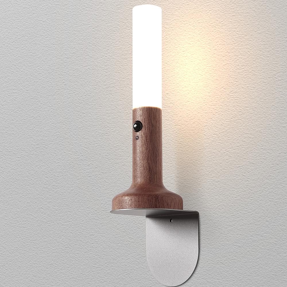 HBGFHG Motion Sensor Night Light Magnetic Wall Mount Light, Wood Rechargeable Sconce Wall Lighting Led Lights for Bedroom, Hallway, Bathroom, Stairway, Home Indoor (Sapele)