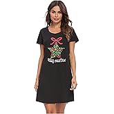 ENJOYNIGHT Nightgown for Women Cotton Short Sleeve Nightshirts Casual Print Sleepwear