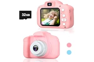 OUPUSES Upgrade Kids Camera for Toddlers, Christmas Birthday Gifts for Age 3-9 Girls and Boys HD Digital Video Camera, Mini Play Camera for 3 4 5 6 7 8 9 Year Old Boys with 32GB SD Card (pink/red)