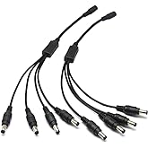 Security-01 2-Pack 1 to 4 Way DC Power Splitter Cable, Plug 5.5mm x 2.1mm, 1 Female to 4 Male DC Power Output Y Adapter Cord 