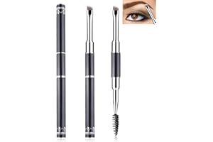 LYSDEFEU Duo Eyebrow Brush - 1Pcs Pro Premium Quality Double Ended Eyebrow Brush & Spoolie, Angled Brow Brush with Lid for Precision Application & Blending of Eye Brow Powders, Waxes & Gels - Black