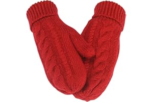 Winter Warm Mittens Cold Weather Gloves for Women - Soft Stretch Sherpa Fleece Lined Thick Crochet Cable Knit Gloves