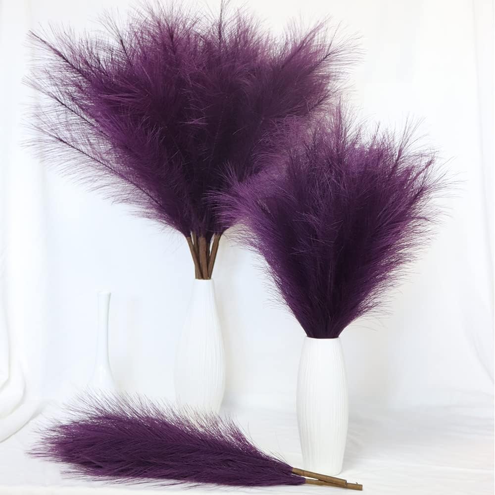 Dried & Preserved Flora - MAKHOT Purple Pampas Grass Decor Tall-Faux Pampas Grass Small 30