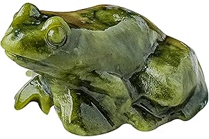 RJINGSHI Natural Crystal Rough Stone Frog Carving Piece Xiuyan Jade Frog Wealth-Attracting Ornament Crystal Handicraft Table Decoration Ornament (One-PCS)