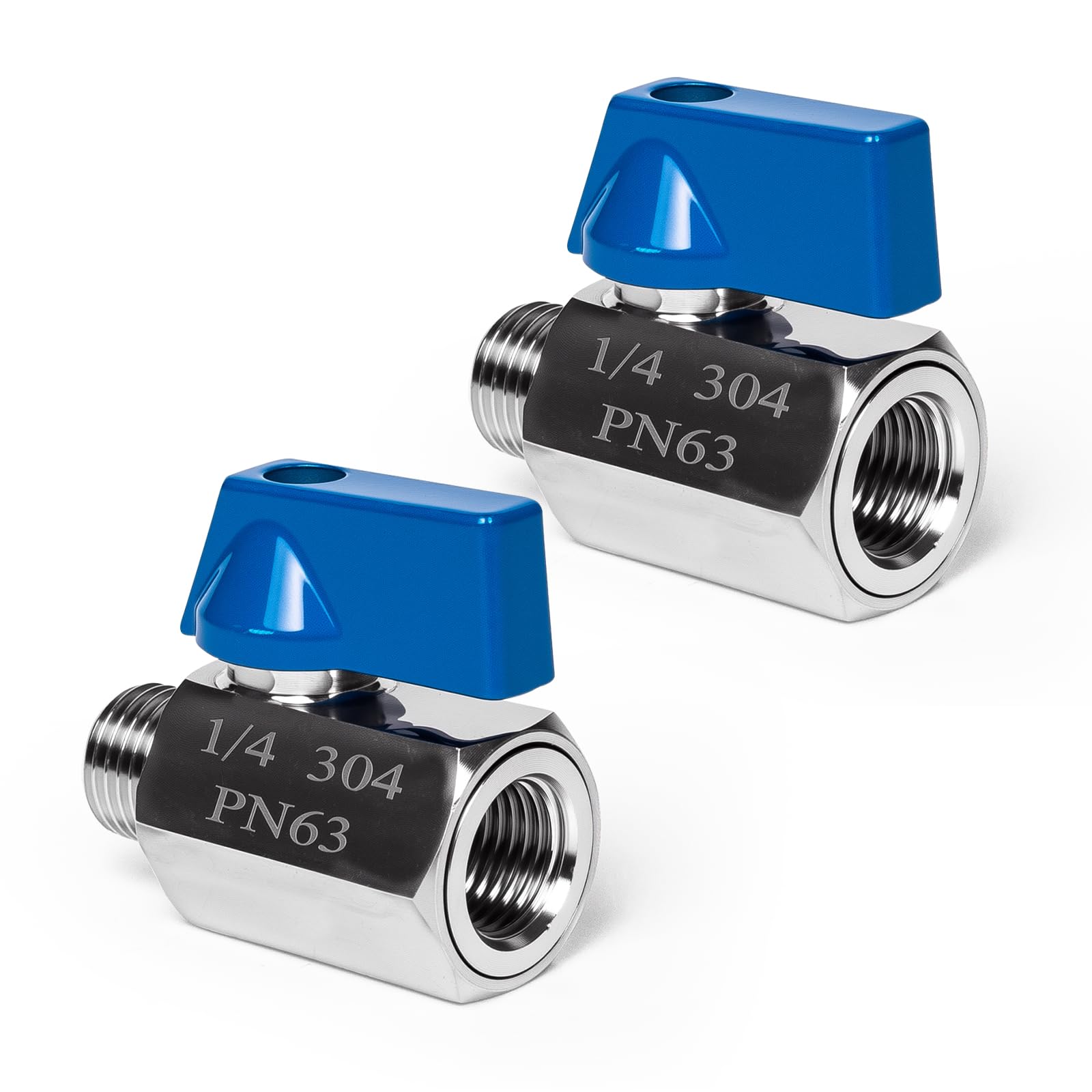 Photo 1 of 2 Pack 1/4" Mini Ball Valve, 304 Stainless Steel Valve NPT Female x Male Thread Shut-Off Valves for Small Compact Space (2, 1/4 Inch)