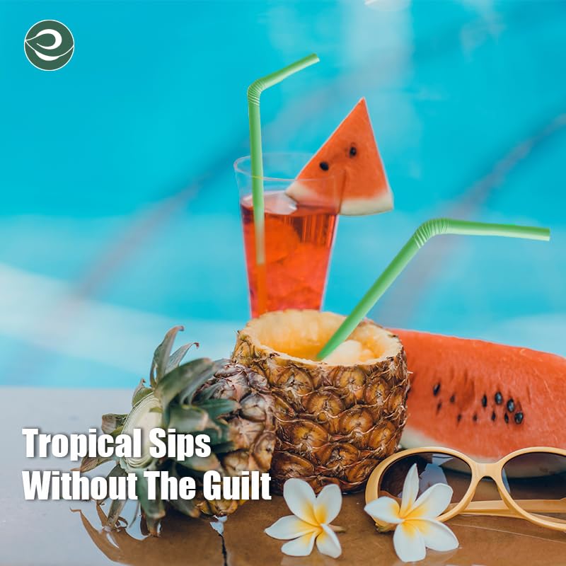 ECO SOUL 100% Compostable Straws [100 Count][8.25"] Eco-Friendly Biodegradable Sustainable Disposable Straws, Cocktail Cold Drink Smoothie Bendable Straws - Image 5