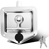 HYWJC Paddle Latch Tool Box Latch Replacement with Keys 4-3/4" x 4-7/8" | 304 Stainless Steel Heavy Duty T-Handle Tool Box Latch Locks Accessories for Trailer,RV,Truck