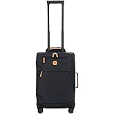 Bric's X-Travel 21” Carry-On Spinner – Luxury Softside Luggage with 360° Wheels, Recycled Water-Resistant Fabric, Interior Pockets, and Leather Details – Navy