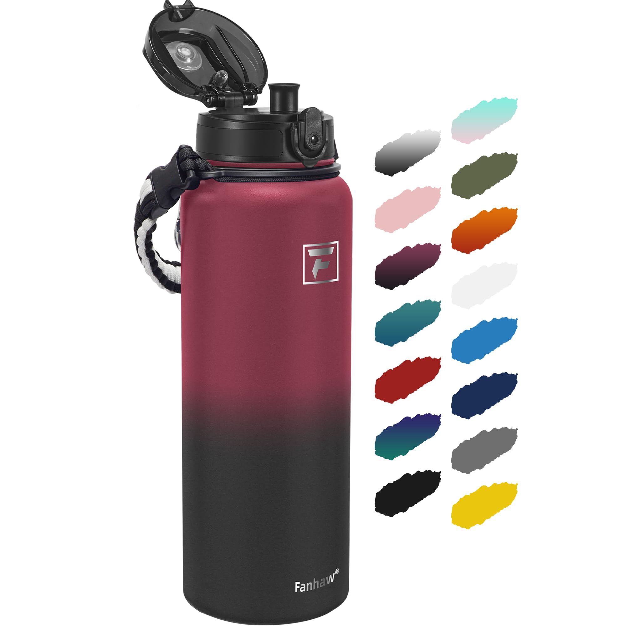 Photo 1 of **NO STRAW**
Fanhaw 40 Oz Insulated Stainless Steel Vacuum Water Bottle with Anti-Dust Pop-Open Lid - For Outdoor, Women, Men | Leak & Sweat Proof (Red Black)