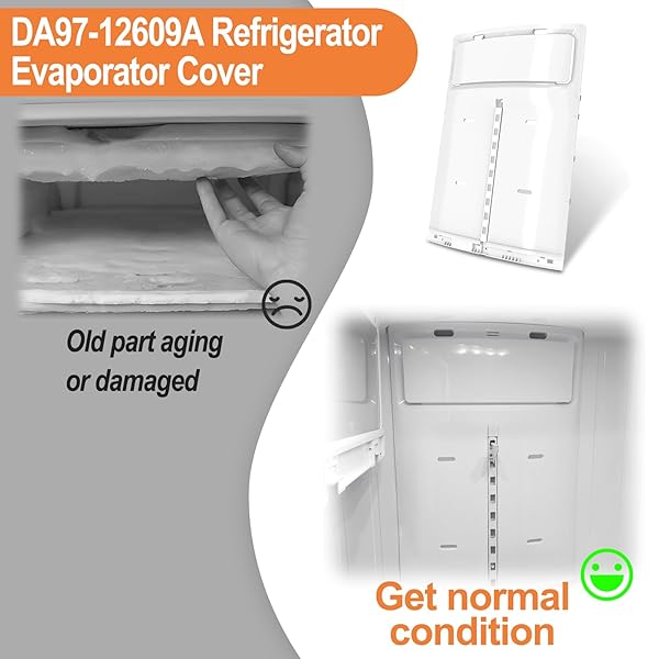 UPGRADED DA97-12609A REFRIGERATOR EVAPORATOR COVER COMPATIBLE WITH SAMSUNG EVAPORATOR FAN MOTOR DA97-12609C EVAPORATOR COVER ASSEMBLY REFRIGERATOR FRESH FOOD EVAPORATOR COVER RF263BEAESR, RF260BEAESR