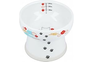 Necoichi Elevated Cat Water Bowl – Ceramic Raised Cat Bowl, Prevents Neck & Whisker Fatigue – Dishwasher & Microwave Safe – Pet Water Bowl for Cats (Fuji, Extra Tall)