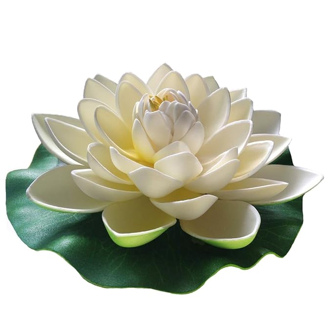 Emmix Floating Flower Foam Lotus Artificial Water Lily White for Home