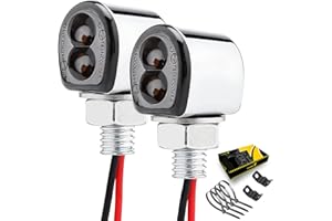 TSUNG Mini Motorcycle Turn Signals Light LED Micro Blinkers for Front/Rear Universal Aftermarket Small Indicator for Cafe Racer Bobber Cruiser Street Bikes (B-Chrome)