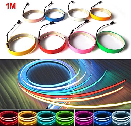 FEELDO 10 Colors 100CM14MM 1m Electroluminescent Tape EL Wire Cold Light Strip Car Ambient Light DC 12V (Yellow Green)