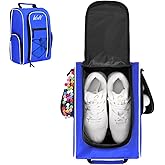 Wolt | Golf Shoe Bag for Travel- Zippered Shoes Carrier Bags with Ventilation & Double Outside Accessory Pocket for Socks, Tees, Golf Balls, Etc. for Women and Men (Blue)