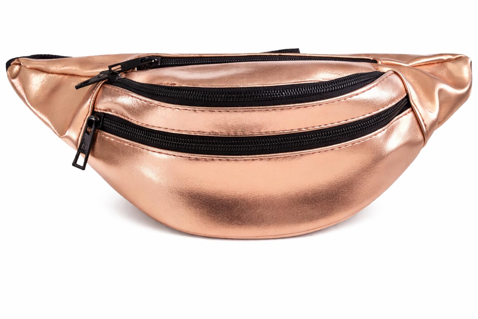 Ladies Metallic Silver Or Rose Gold Bum Bag Fanny Pack Waist Pack Festival Bag (Rose Gold)