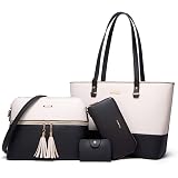 Amazon.com: Juego de 4 piezas de bolso grande con asa superior, bolso de  hombro, bolso de mano y cartera de estilo moderno para mujer, L : Ropa,  Zapatos y Joyería
