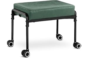 WUDOYO Low Stool with Rubber Wheels Wide Seat for Adult Adjustable Height for Kids