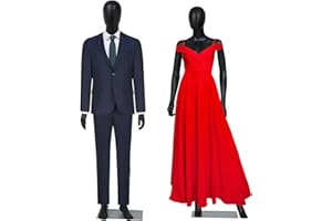 Kinfant Full Body Mannequin Set- 73 Inches Male Mannequin Full Body + 70 inches Female Body Model Stand Realistic Display Metal Base for Retail Clothing Shops, Clothing Design(Black)