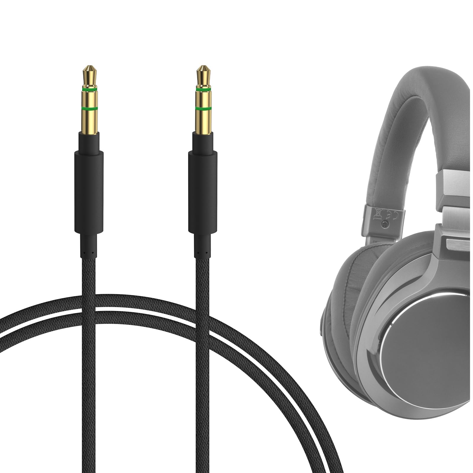 GEEKRIA Audio Cable Compatible with ATH ATH-M50xBT2 ATH-M20xBT ATH-SR5, Yamaha YH-L500A, Pioneer SE-MS7BT Headphones, 3.5mm Braided Nylon Replacement Stereo Cord (4 ft/1.2 m)