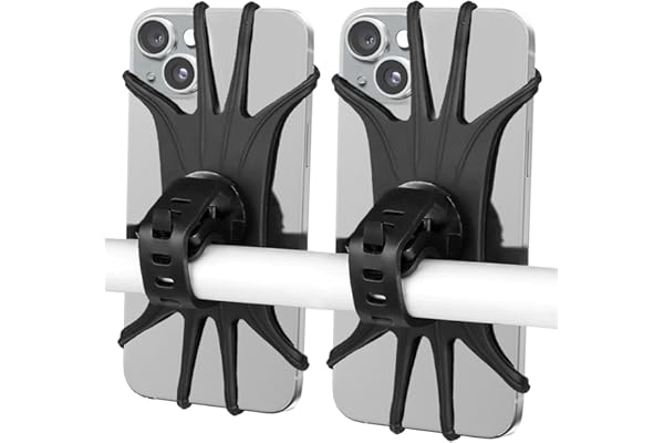 VOVIGGOL Bike Phone Mount 2Pcs, Universal Motorcycle Phone Holder for Bike, 360°Rotation Silicone Bicycle Phone Holder Handle