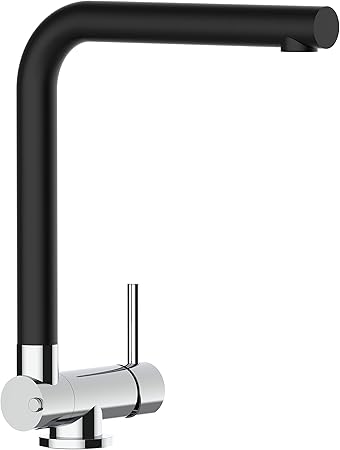 Unterfenster Kuchenarmatur Wasserhahn Kuchenmischer Mit Schwenkbarem Auslauf Gesamthohe Abgeschwenkt Nur 45mm Auslauf Drehbar 360 Chrom Granit Schwarz Amazon De Baumarkt