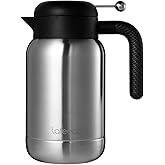 Aura Thermal Coffee Carafe - Vacuum Insulated Stainless Steel Tea Pot & Water Pitcher, Keeps Drinks Hot or Cold, BPA-Free, Beverage Dispenser - 51 oz Stainless