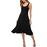 Urban CoCo Women's U-Neck Sleeveless Flared Midi Dress Summer Swing T-Shirt Dresses