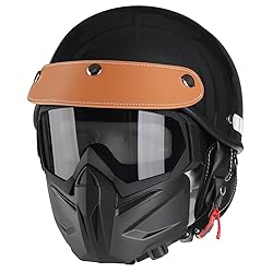 SANYETS Motorcycle Half Helmet, Adjustable Mask