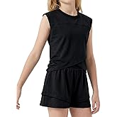 grehava Girls Shorts Outfits 7-14 Years Girl Summer Clothes 2 Piece Tween Sleeveless Top and Shorts Sets