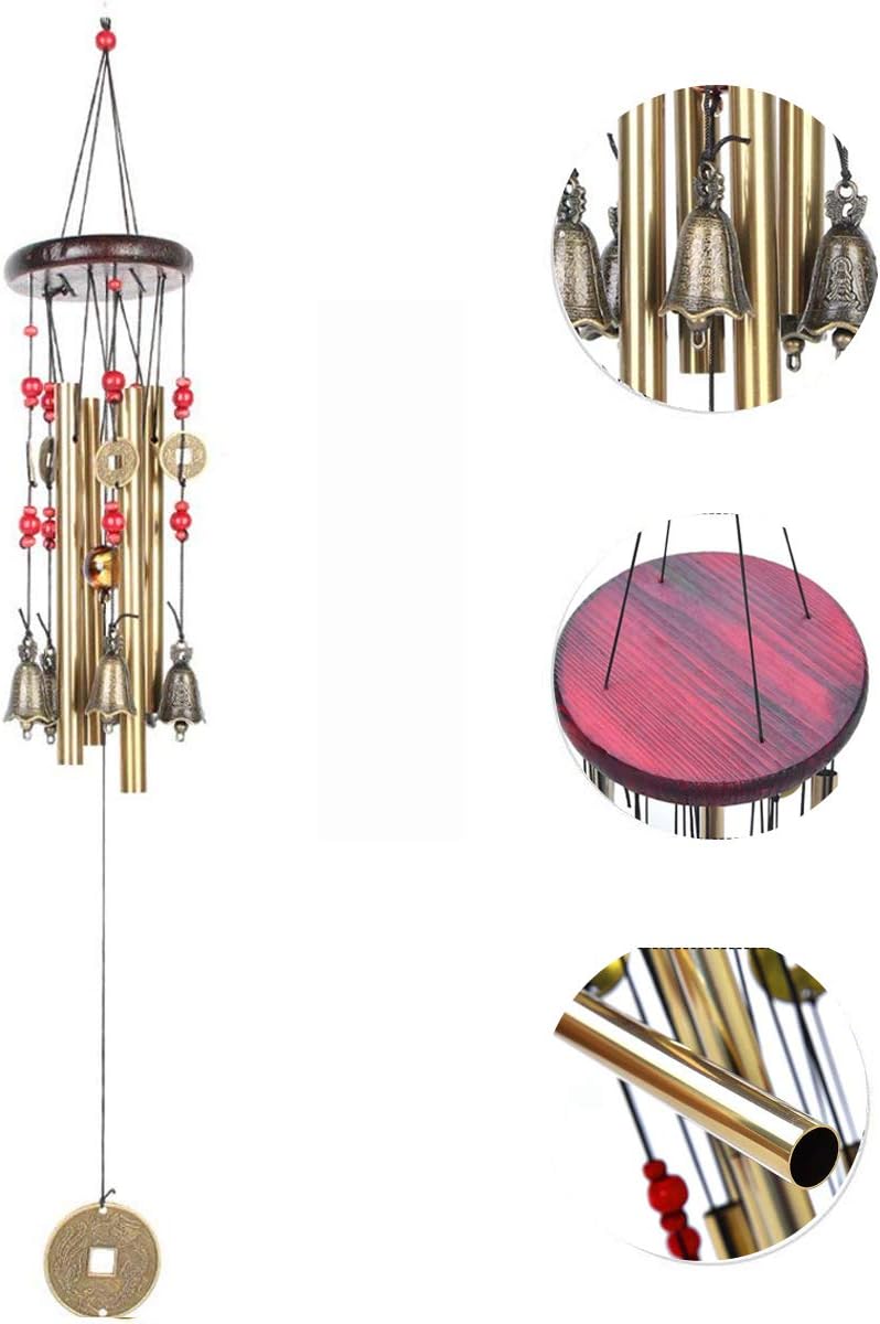 Haliseng Wind Chimes Wind Bells Bronze Chime 4 Tubes 5 Bronze Bells Sounds Crisp for Yard Garden Outdoor Indoor Bedroom (Bronze Bells)