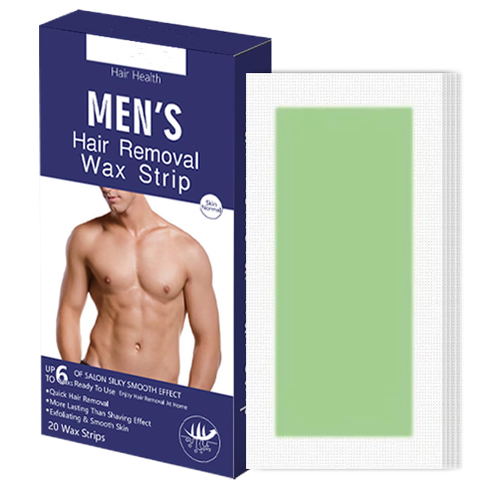 Body Wax Strips, Men'S Wax Strips, Men'S High Performance Wax Strips for Full Body, Underarm and Leg Hair Removal,Summer Hair Removal for Men and Women,Natural Formula,20 Strips (1 Box)