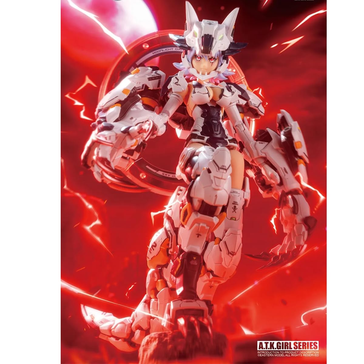 HiPlay E-Model Plastic Model Kits: Fenrir Mecha Girl - White Wolf, A.T.K Girl, Mecha Musume, Anime Style 1:12 Scale Miniature Collectible Action Figures EM2024001YC