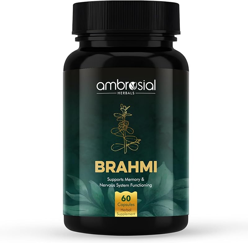 AMBROSIAL Bacopa Monnieri Brahmi Capsules 500mg 60 Tablets Non-GMO Gluten Free