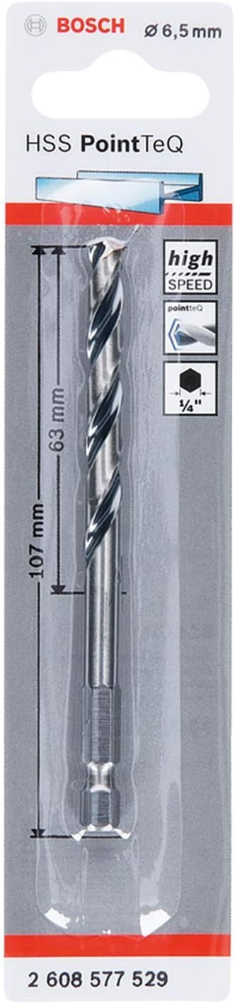 Bosch PointTeQ Hex Drill Bit 6.5 mm Metal Ø 6.5 107 mm 1/4 Hex Shank