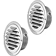 OGANAZI 2 Pack 4 Inch Stainless Steel Air Vents Round Silver Soffit Vent Cover Air Vent Flat Ducting Air Outlet with Built-in Fine Mesh for Kitchen, Bathroom, Garage, Office and Warehouse Ventilation