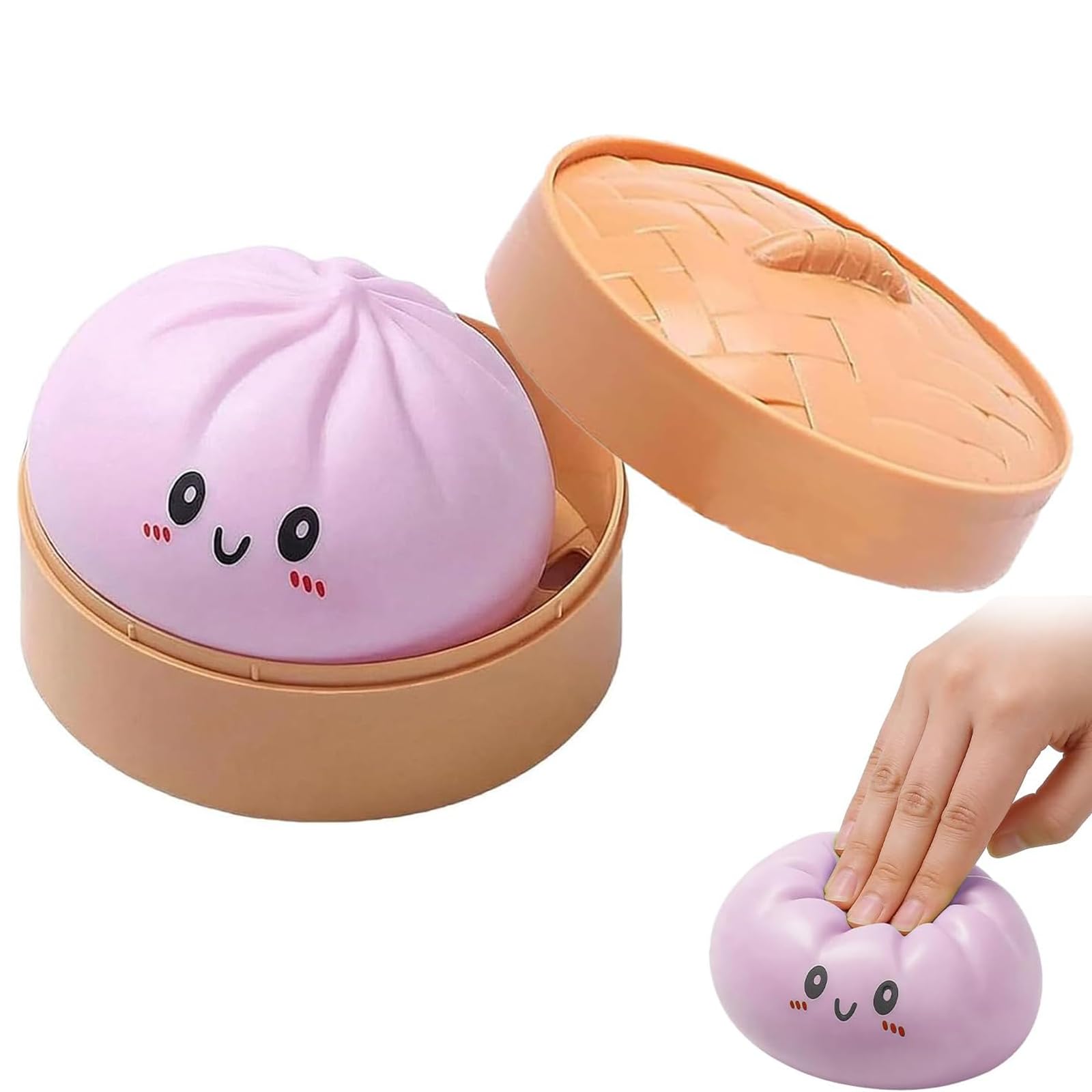 Dumpling Squishy Toys, Giant Mystery Squishy Dumpling Toy Fidget Sensory Stress Ball, Cute Steamer Bun Design, Cute Anxiety Relief Fidget Toy,Soft Squeeze Decompression Dough for Adults Teens(Purple)