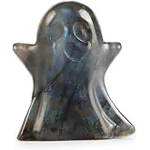 Artistone 2" Crystal Ghost Figurine Natural Labradorite Gemstone Hand Carved Statue for Halloween Decorations Home Deco Desk Decoration