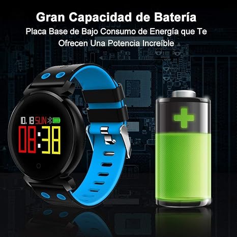 Reloj Inteligente Pulsera Actividad Impermeable de IP68 con Pantalla HD (Azul)