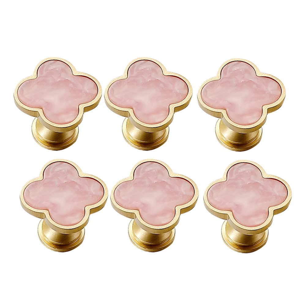 DHYAWUER 6Pcs Knob Cabinet Drawer Knob for Dresser Wardrobe Pull Single Hole Door Knob(Pink)