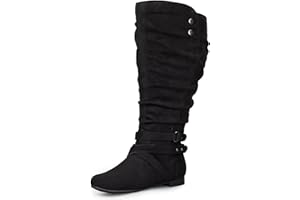 mysoft Womens Extra Wide Calf Boots Knee High Slouchy Flat Wide Width Tall Shoes Side Zippers