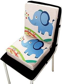 Wateralone Boostersitz Esszimmer Stuhl Sitzerhöhung Kinder Kindersitze, niedlichen Animal Print Flachs, demontierbar einstellbar, ideal als Hochstuhl für unterwegs für Babys & Kleinkinder (Elefant)