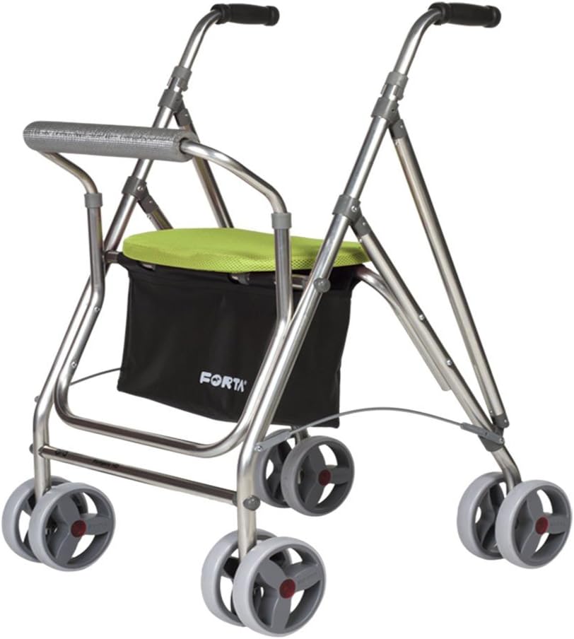 Walking Frame with seat, Aluminium with 4 Wheels, Pistachio Colour