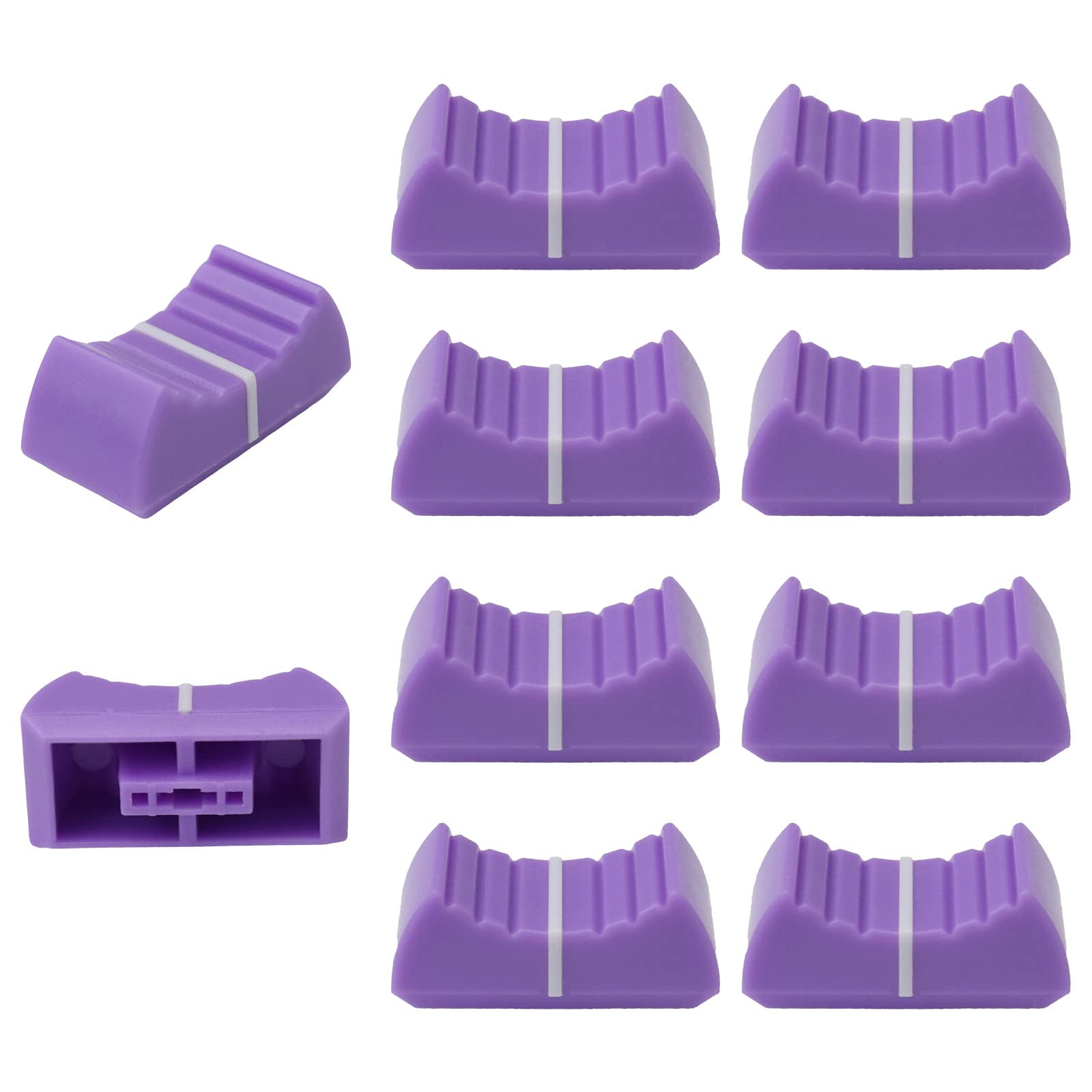 4mm Hole Colour Body Linear Slider/Fader Caps Pack of 10 (Purple/White)