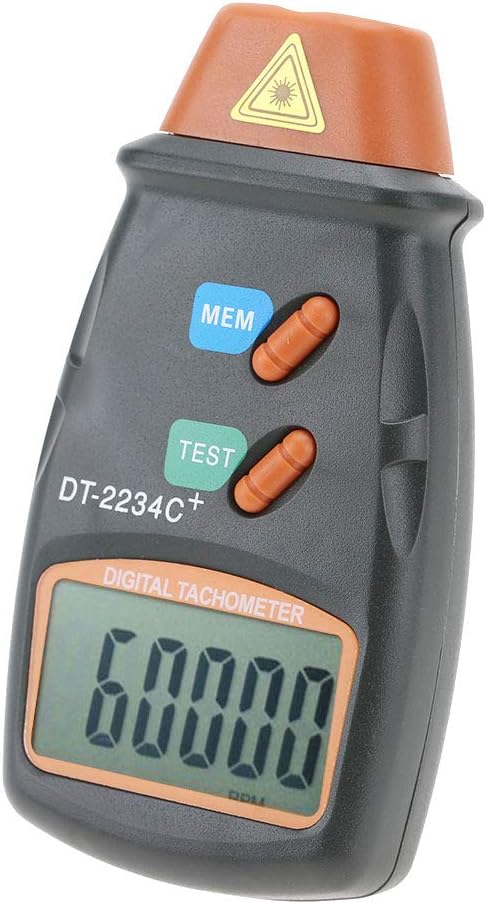 Digital Tachometer, DT-2234C+ Non-Contact Digital LCD Photo Tachometer Mini RPM Tester, Measuring Range from 2.5RPM to 99999 RPM and High Resolution of 0.1RPM or 1RPM