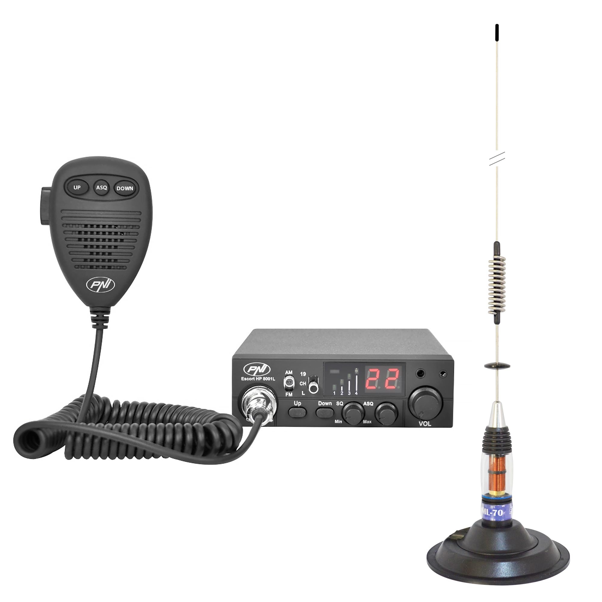 CBI Radio CBI ESCORT HP 8001L ASQ + Headset HS81L + CB PNI ML70 antenna with magnet included