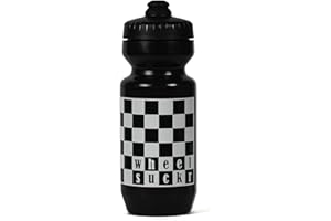 Wheelsuckr Purist 22 oz Cycling Water Bottle by Specialized Bikes Checkerboard Ska Screen Print | MoFlo 2.0 Cap | Made in USA, Black