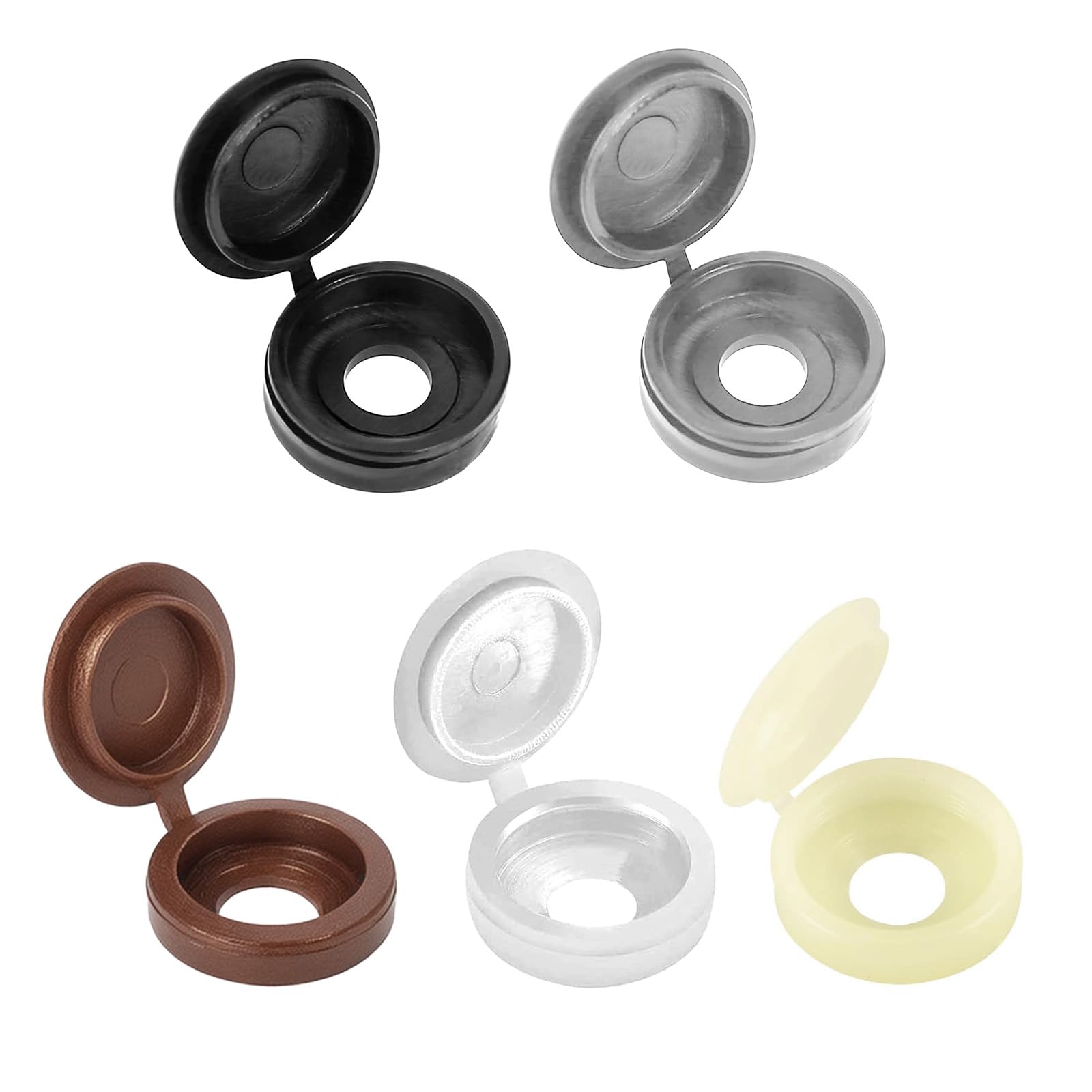 LICQIC 200 PCS Screw Cover Caps, Plastic Hinged Screw Cover Caps, Small Screw Caps for M4 - M6 Screws (5 Colors)